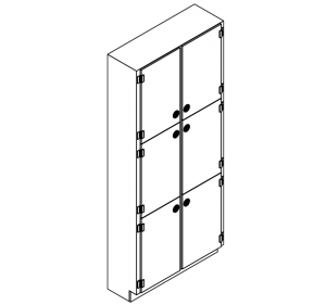 Tall Casework with three double hanging solid doors PCI-TC-04