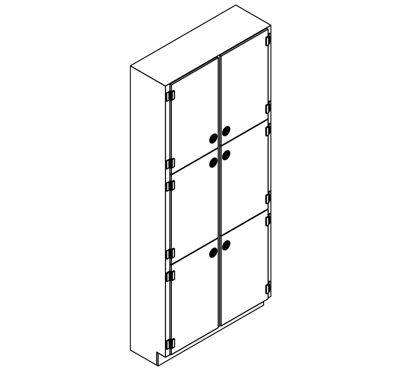Tall Casework with three double hanging solid doors PCI-TC-04
